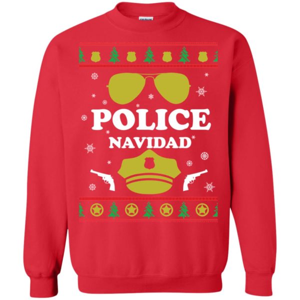 image 98 600x600px Police Navidad Christmas Sweater, Long Sleeve