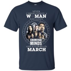 image 297 247x247px Never Underestimate A Woman Who Loves Criminal Minds And Was Born In March T Shirt