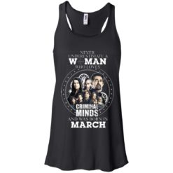 image 298 247x247px Never Underestimate A Woman Who Loves Criminal Minds And Was Born In March T Shirt
