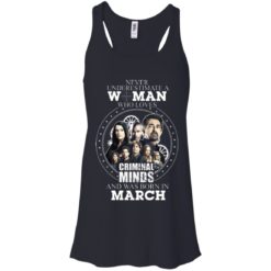 image 299 247x247px Never Underestimate A Woman Who Loves Criminal Minds And Was Born In March T Shirt