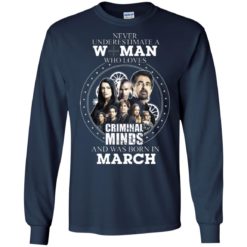 image 301 247x247px Never Underestimate A Woman Who Loves Criminal Minds And Was Born In March T Shirt