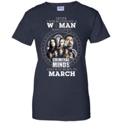 image 307 247x247px Never Underestimate A Woman Who Loves Criminal Minds And Was Born In March T Shirt