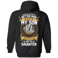 image 110 247x247px Better man god sent me my son, angel he sent me my daughter t shirt