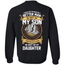 image 113 247x247px Better man god sent me my son, angel he sent me my daughter t shirt