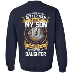 image 114 247x247px Better man god sent me my son, angel he sent me my daughter t shirt