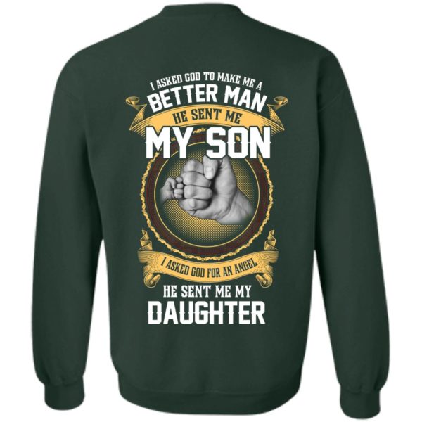 image 115 600x600px Better man god sent me my son, angel he sent me my daughter t shirt