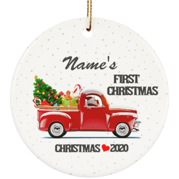redirect 10 600x600px First Christmas 2020 Personalized Baby's Name Ceramic Circle Ornament