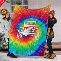 Rainbow Tie Dye Jeep Fleece Soft Throw Blanket Winter Blanket