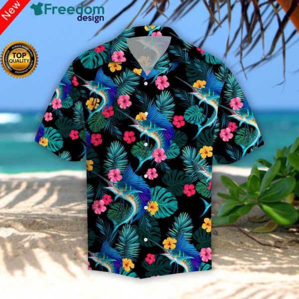 BG 2000x a42e8020 bb9b 4097 8b22 a5b1137fea30 600x600px Sailfishs Hibiscus Tropical Hawaiian Shirt | Unisex