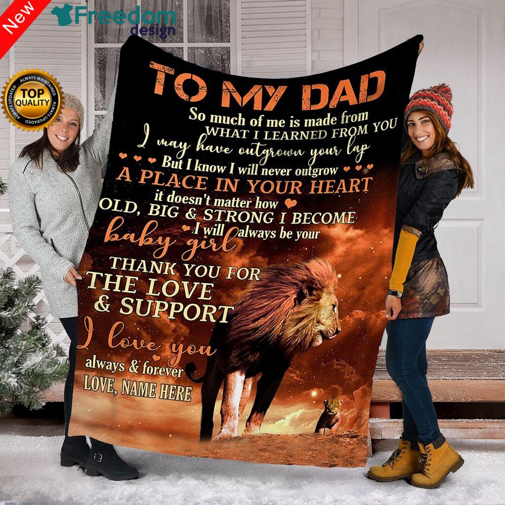 Custom Thoughtful soft Blanket To my Lion Dad unique gifts ideas for father's day - personalized meaningful gifts for father from daughter