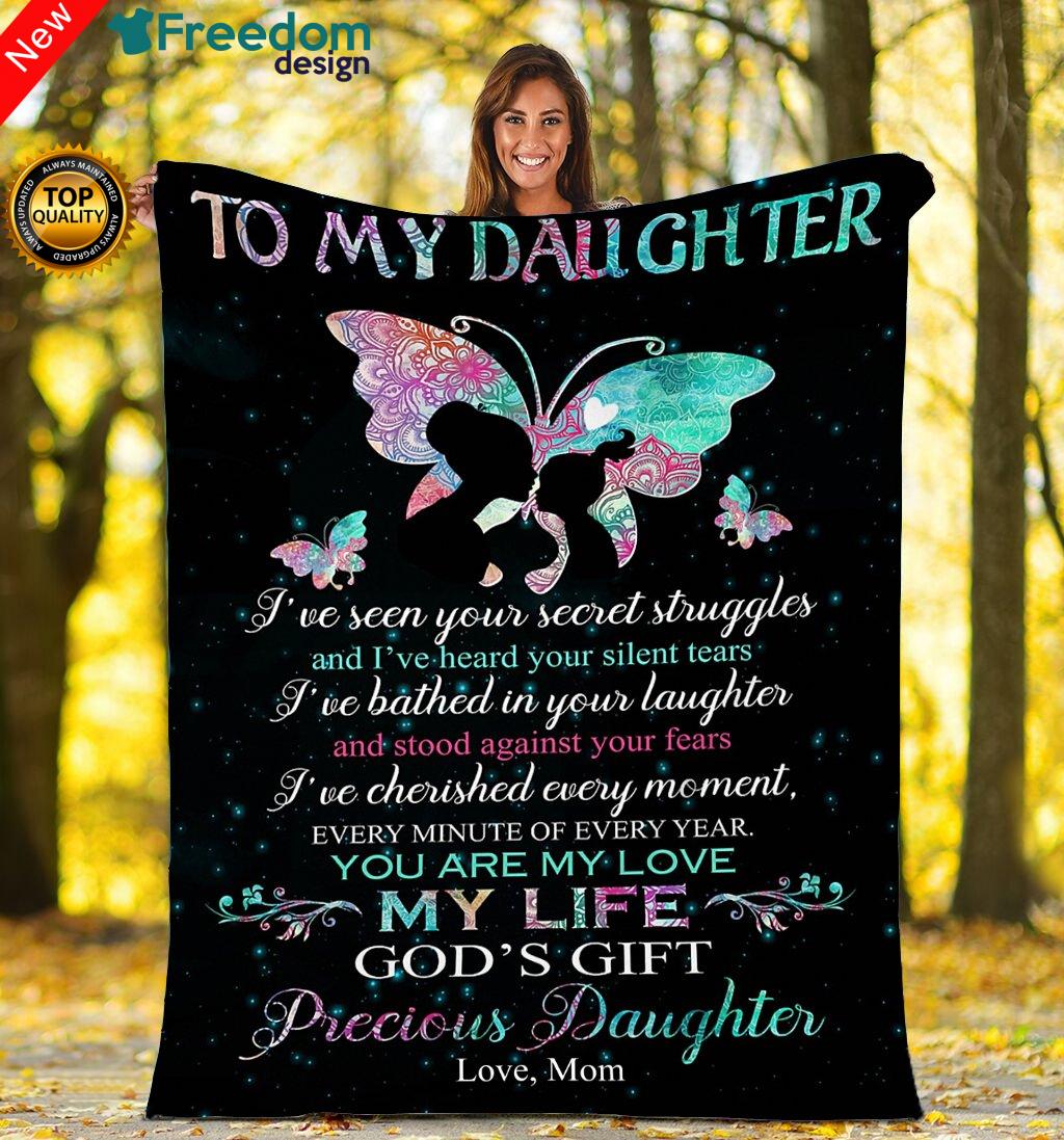 To my Daughter Butterfly Fleece Blanket - sentimental unique birthday, Christmas gift ideas for daughter from Mom
