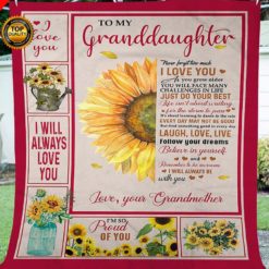 To my Granddaughter Sunflower Fleece Blanket great gifts ideas - sentimental unique birthday gifts, Christmas gift for Granddaughter from GrandmaZ