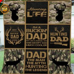 Buck Hunting Camo Throw Fleece Blanket - unique Hunting gift for father's day, birthday, Christmas gift for Dad