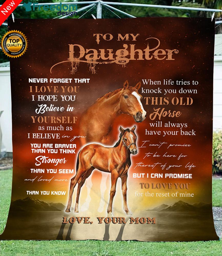 To my daughter love horse gift from mom soft throw fleece blanket, gift for daughter birthday, christmas gift