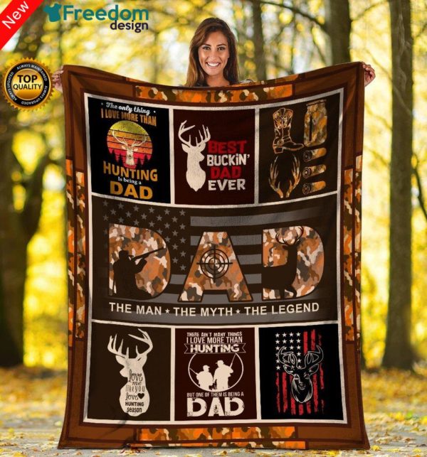 Bucking Dad Hunting Camo Throw Fleece Blanket - unique Hunting gift for father's day, birthday, Christmas gift for Dad