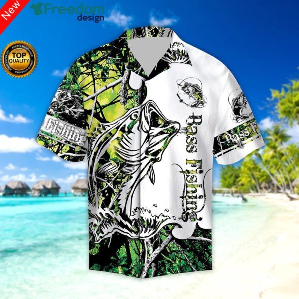 MockupHawaiifront 2000x 4cab2440 93e3 4627 815b 3080886f0541 600x600px Green Bass Fishing Sport Hawaiian Shirt | Unisex