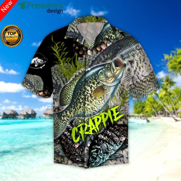 MockupHawaiifront 2000x 802f3199 9732 449b ac14 a67b2675f8f5 600x600px Crappie Fishing On Skin Hawaiian Shirt | Unisex