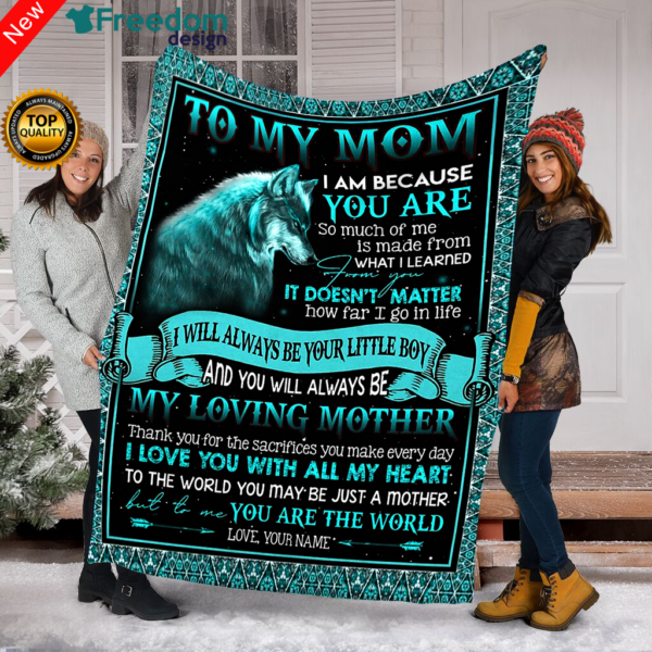 I love my mom customize name soft throw fleece blanket, personalized gift for mother's day, christmas, birthday gift for mom