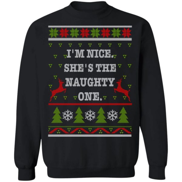 redirect10112021101058 4 600x600px I'm Nice She's The Naughty One Couples Christmas Sweatshirt