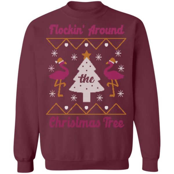 redirect10252021131008 3 600x600px Flocking Around The Christmas Tree Flamingo Ugly Christmas Sweater Sweatshirt