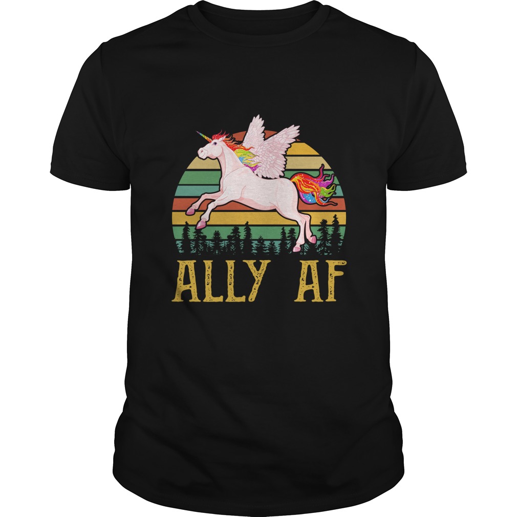 Ally AF Gay Pride Month LGBT Rainbow Unicorn T - Shirt