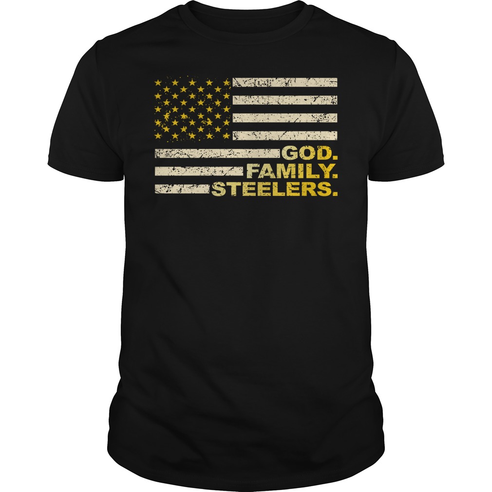 God Family Steelers Pro Us Flag T - Shirt