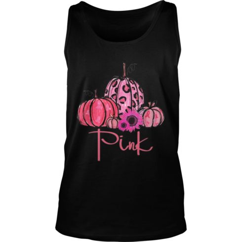 In October We Wear Pink Pumpkin Breast Cancer Halloween Shirt Tank Top
