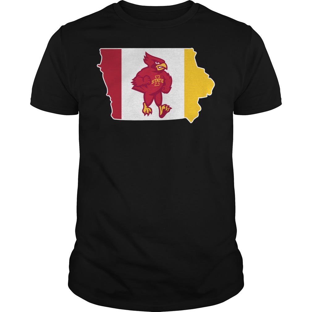 Lowa State Cyclones Mascot In State Outline Flag Shirt