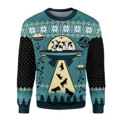Alien Cow Abduction Funny Sweater - AOP Sweater - Navy Blue