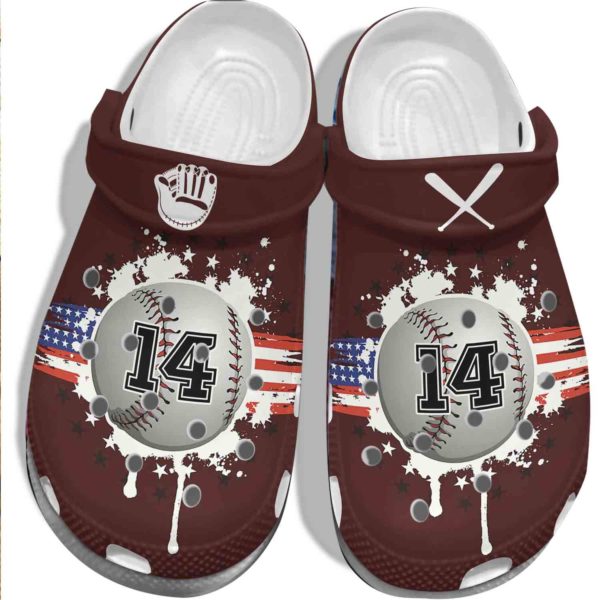 America Flag Baseball Vector Clog Shoes - Clog Shoes - Brown