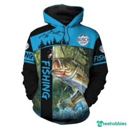 Bass Fishing Busch Light Lover Camping Gifts for Dad 3D Hoodie - 3D Hoodie - Blue