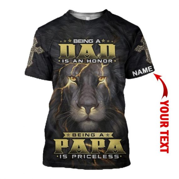 Being A Dad Is An Honor Being A Papa Is Priceless 3D T-shirt Hoodie - 3D T-Shirt - Black
