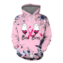 Breast Cancer Awareness Boo and Bees 3D Shirt - 3D Hoodie - Pink