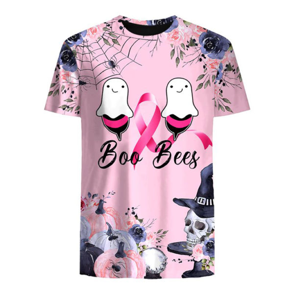 Breast Cancer Awareness Boo and Bees 3D Shirt - 3D T-Shirt - Pink