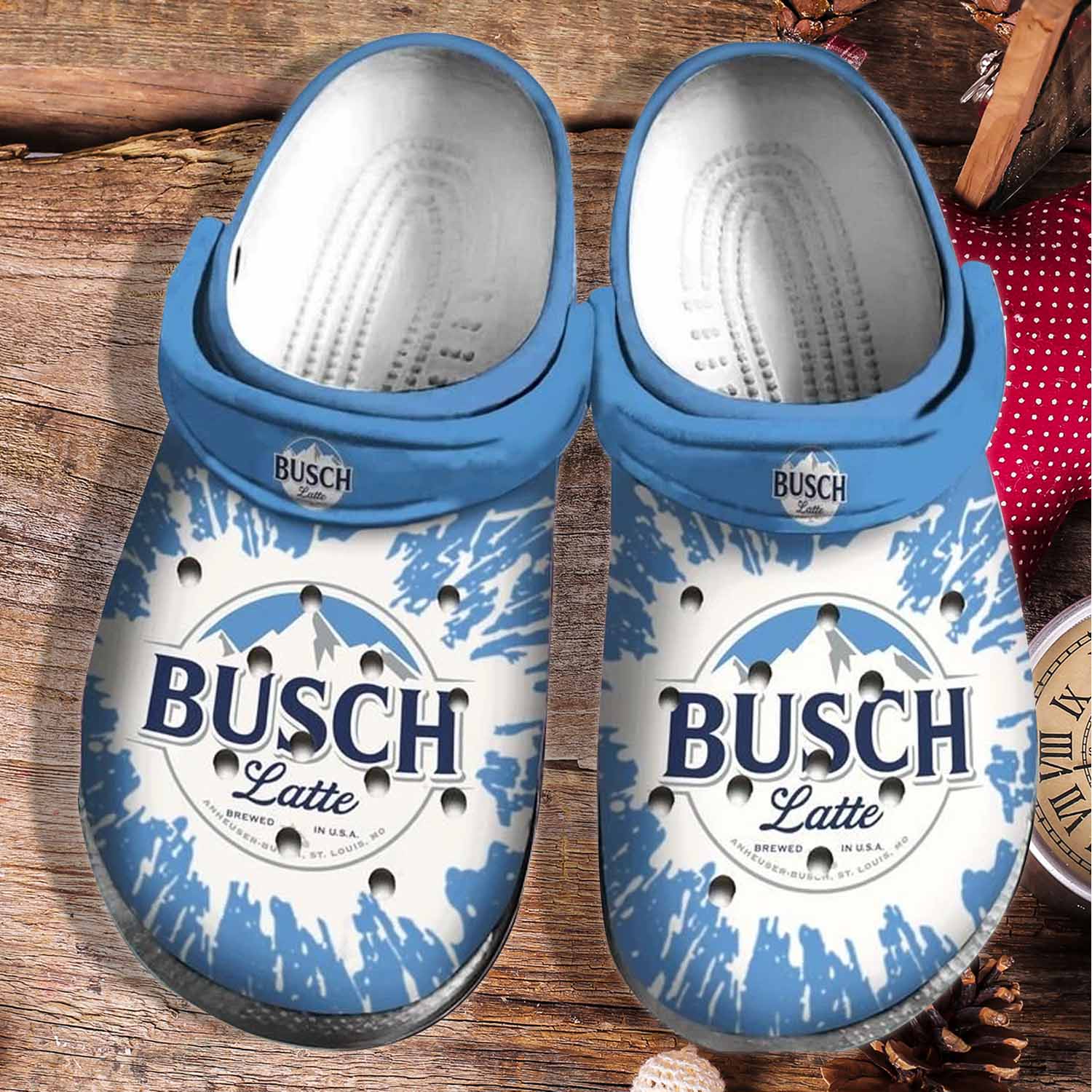 Busch Latte Beer Unisex Clog Shoes Gift For Daddy, Father's Day Gift - Clog Shoes - White