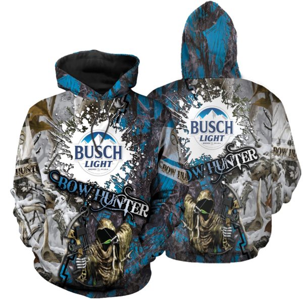 Busch Light Bow Hunter Camo All Over Print Shirts - 3D Hoodie - Black