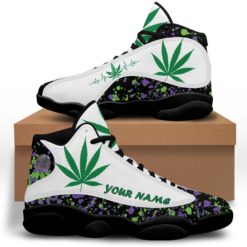 Cannabis Custom Name Air Jordan 13 Sneakers - Men's Air Jordan 13 - Black