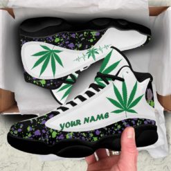 Cannabis Custom Name Air Jordan 13 Sneakers - Women's Air Jordan 13 - Black