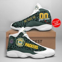 Custom Name Green Bay Packers Jordan 13 Shoes - Women's Air Jordan 13 - Dark Green