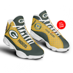 Custom Name NFL Green Bay Packers Jordan 13 Shoes - Men's Air Jordan 13 - Yellow