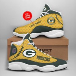 Custom Name NFL Green Bay Packers Jordan 13 Shoes - Women's Air Jordan 13 - Yellow