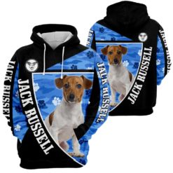 Dog Lover Cute Jack Russell Paw 3D All Over Print Shirt - 3D Hoodie - Black