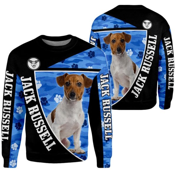 Dog Lover Cute Jack Russell Paw 3D All Over Print Shirt - 3D Sweatshirt - Black
