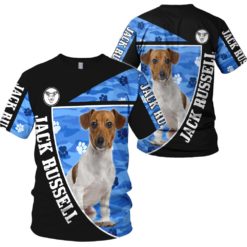 Dog Lover Cute Jack Russell Paw 3D All Over Print Shirt - 3D T-Shirt - Black