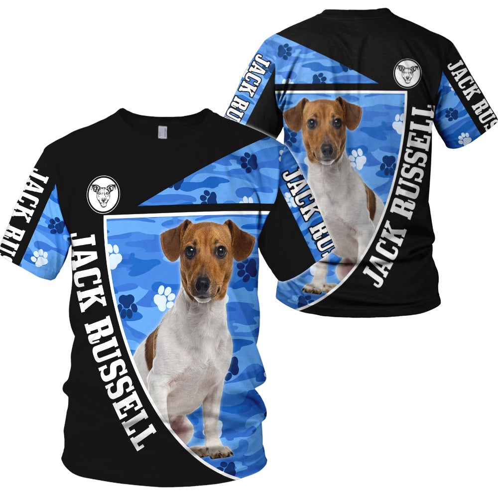  Dog Lover Cute Jack Russell Paw 3D All Over Print Shirt photo