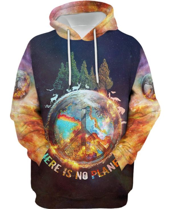 Earth Animal Here Is No Plane Hippie Camping Save Our Planet 3D Hoodie Zip Tshirt - 3D Hoodie - Black