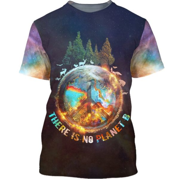 Earth Animal Here Is No Plane Hippie Camping Save Our Planet 3D Hoodie Zip Tshirt - 3D T-Shirt - Black