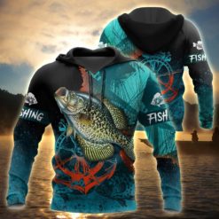 Fishing Crappie On The Helm 3D Shirt - 3D Hoodie - Black