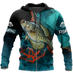 Fishing Crappie On The Helm 3D Shirt - 3D Zip Hoodie - Black