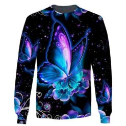 Glowing Butterfly Beautiful Animal Hippie 3D Shirt - 3D Sweatshirt - Black